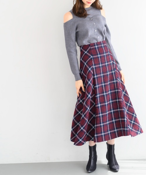 ミッシュマッシュ MISCH MASCH 【2024秋冬新作】肩開きレイヤード風ニット/MM448316 （GRAY） ミッシュマッシュ MISCH MASCH 【2024秋冬新作】肩開き
