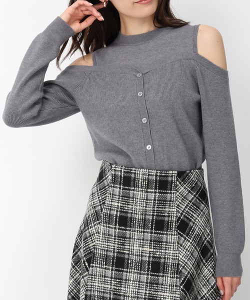 ミッシュマッシュ MISCH MASCH 【2024秋冬新作】肩開きレイヤード風ニット/MM448316 （GRAY） ミッシュマッシュ MISCH MASCH 【2024秋冬新作】肩開き