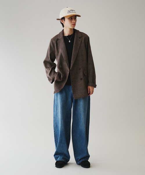 Adoon plain ジャケット テーラードジャケット ダブルブレストタック