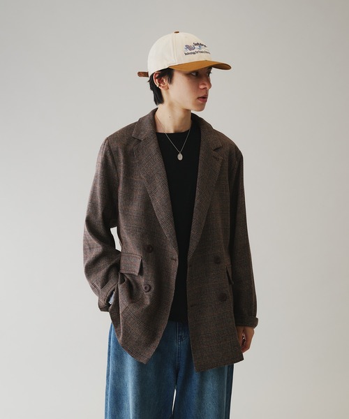 Adoon plain ジャケット テーラードジャケット ダブルブレストタック 