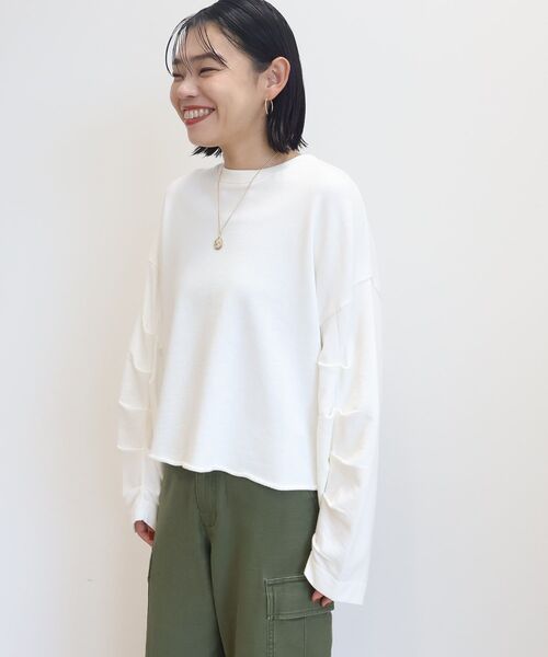 tシャツ ミニ裏毛タックスリーブ カットソー レディース AMERICAN HOLIC tシャツ Tシャツ ミニ裏毛タックスリーブ