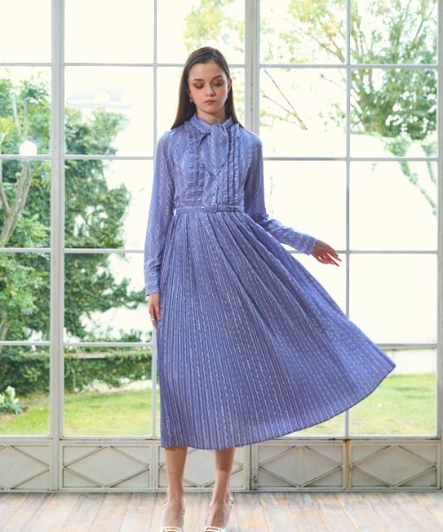 theredthread S oval pleats dress ワンピース THEREDTHREAD / ザレッドスレッド】S oval pleats dress
