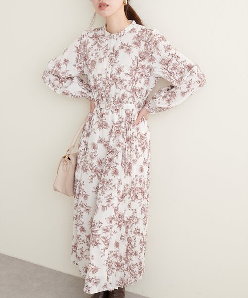 natural couture ワンピース サイドプリーツデザインワンピース