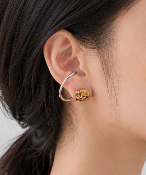 ciite' つけっぱなし ピアス ミックスカラー立体ピアス / イヤーカフ風