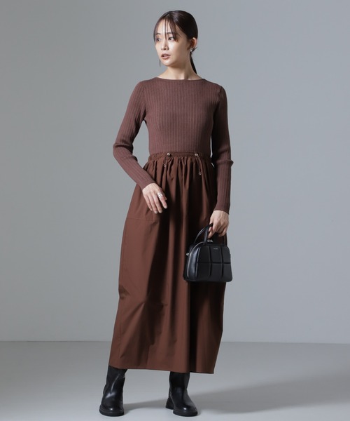 NANO universe（ナノ・ユニバース） ワンピース リブニット×タフタ