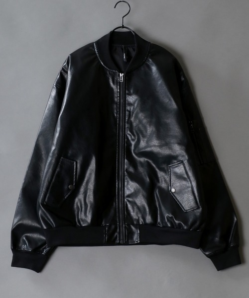 SITRY ma1 ma-1 Synthetic Leather MA-1/オーバーサイズ