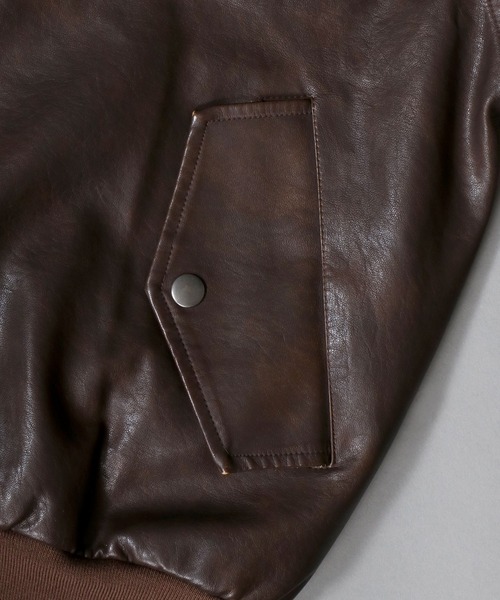 m0851 本革 ミリタリージャケット MA-1 ボマージャケット サイズ50 SITRY ma1 ma-1 Synthetic Leather MA-1/オーバーサイズ