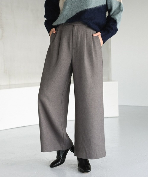 Kiiページ GLOBAL WORK パンツ お手入れらくらくタックワイドパンツ/115668