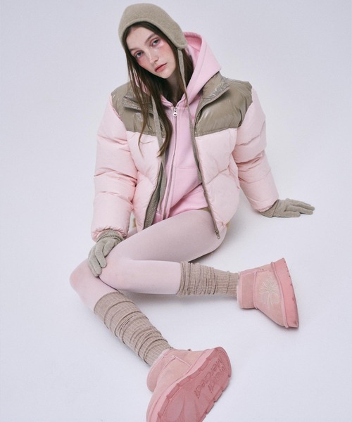 ★Mardi Mercredi★CROPPED DOWN JACKET COLOR BLOCK★大人気★ CROPPED DOWN JACKET COLOR BLOCK_PINK - MARDI MERCREDI