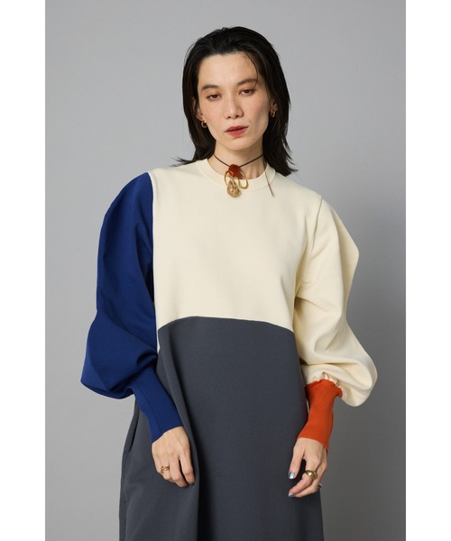 ヘリンドットサイ Mountain sleeve docking dress