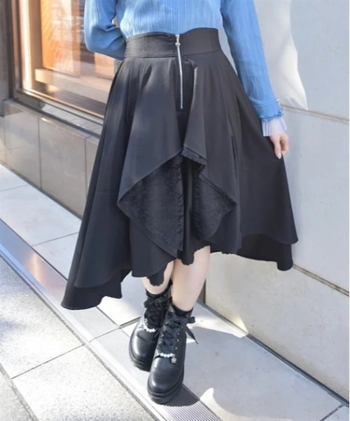 BPN コウモリイレヘムスカート axes femme（アクシーズ ファム） スカート ジップ付イレヘムスカート