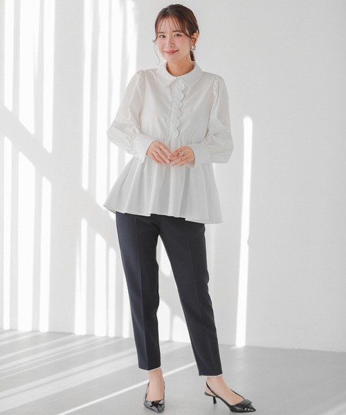 Fit more（フィットモア） ブラウス シャツ フロントスカラップ