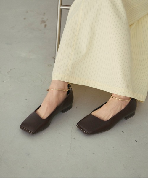 アンクルチェーンスクエアパンプス loin nuit Mサイズ loin nuit パンプス ankle chain square pumps/アンクルチェーン