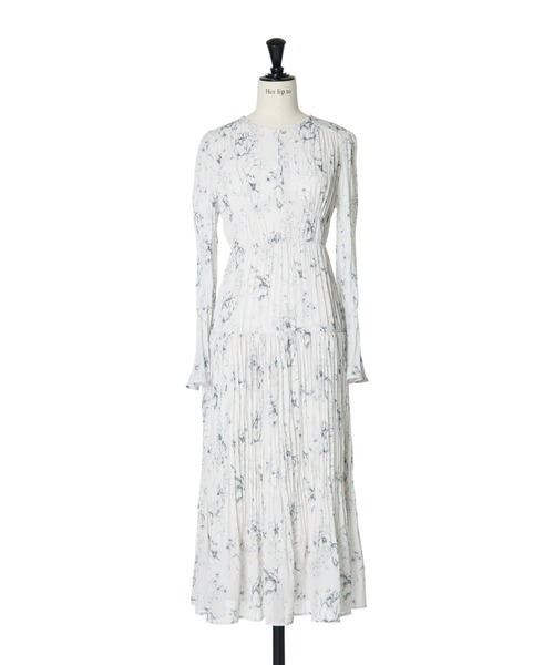 ワンピース Tiered Floral Pleated Dressの画像