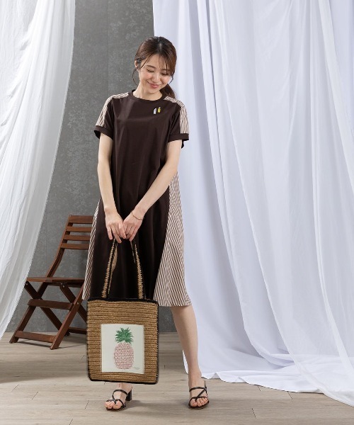 STUDIO PICONE（スタジオピッコーネ） ワンピース 半袖 ストライプ切替