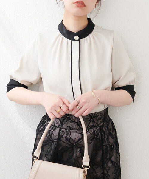 ブラウス シャツ Nature shirt  ナチュレシャツ レディース natural couture ブラウス シャツ osonoなみなみ釦バイカラー
