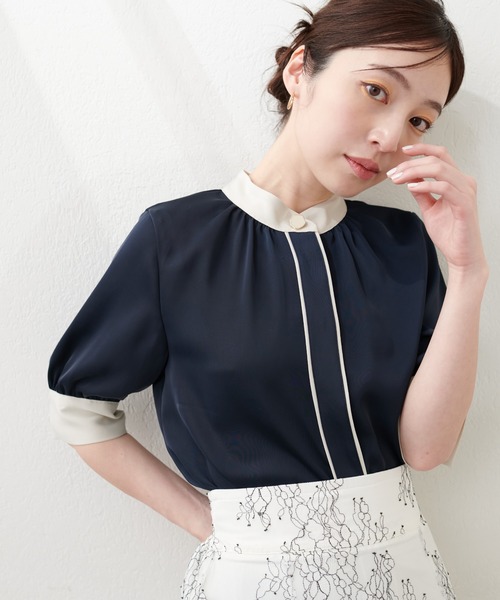 【完売品】3点セット　ナチュラルクチュール　バイカラー　ブラウス WEB限定 / バイカラーデザイン釦ブラウス（シャツ/ブラウス