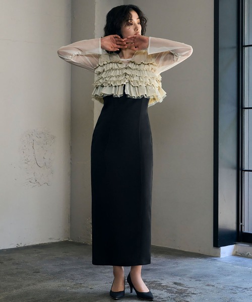 GIRL DRESS FOR NOW ドレス タフタチュールフリルベスト GIRL DRESS FOR NOW ドレス タフタチュールフリルベスト