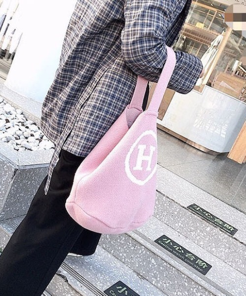 L LABEL（エルラベル） トートバッグ Hマークニットトートバッグ