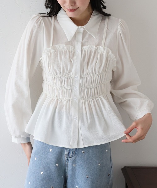 ビスチェ レイヤードブラウス シアーストライプビスチェレイヤードブラウス la primavera online store