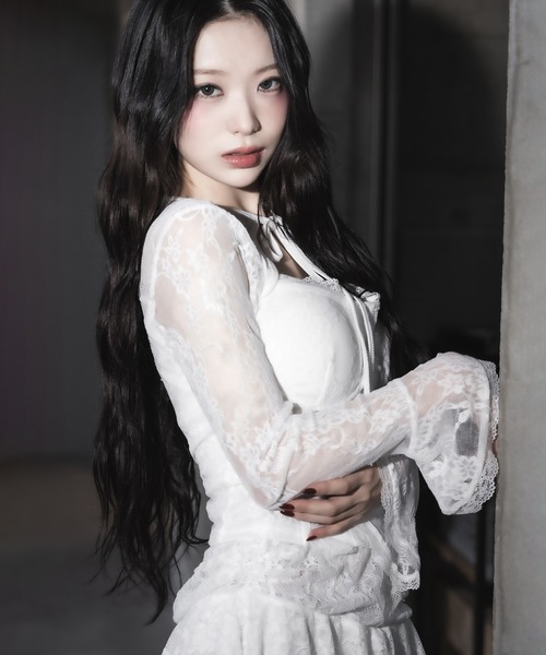 RIBBON SHEER CHOKER トップス レディース 3WAY ／2color 】レースアップコルセットリボンチョーカー