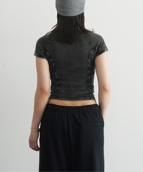 tシャツ DIESEL T-Lynne レディース Women's Denim-effect top in stretch jersey | Black | Diesel