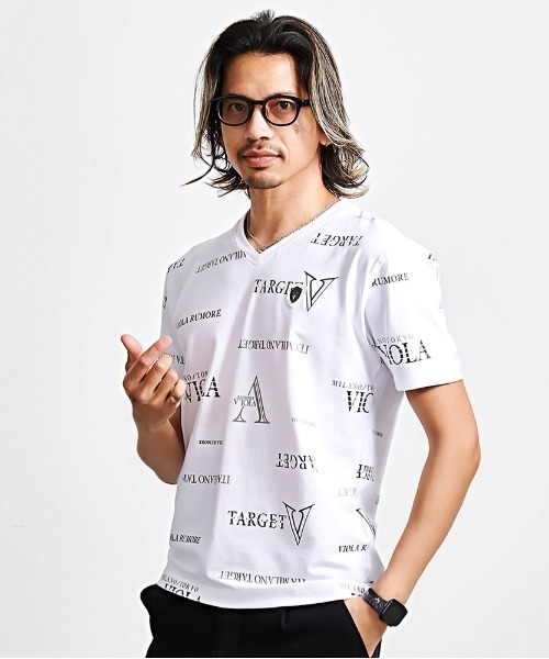 VIOLA tシャツ 「VIOLA rumore/ヴィオラ ルモーレ」総柄V/N半袖Tシャツ