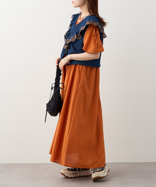 w closet ワンピース 「セットアイテム」デニムベストワンピ