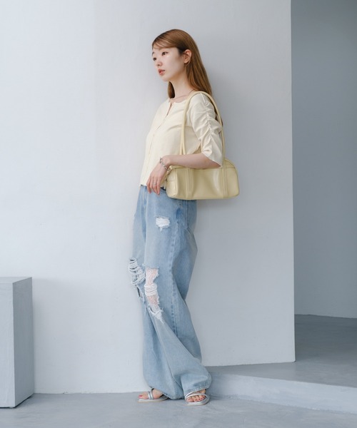 ２点　kastane バルーンブラウス　ネイビーとニットタグリブTEE ブルー 2WAY/4色展開】バルーンブラウス（シャツ/ブラウス）｜Kastane