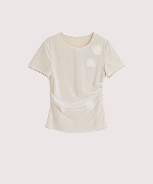 tシャツ Mesh Gather Flower T レディース