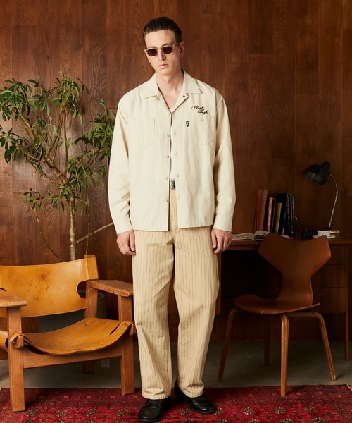 Schott N.Y.C.ショット ベージュ ワークシャツ　アメカジ　ライダース Schott N.Y.C（ショット） シャツ Schott/ショット/NC WORK SHIRT EMB
