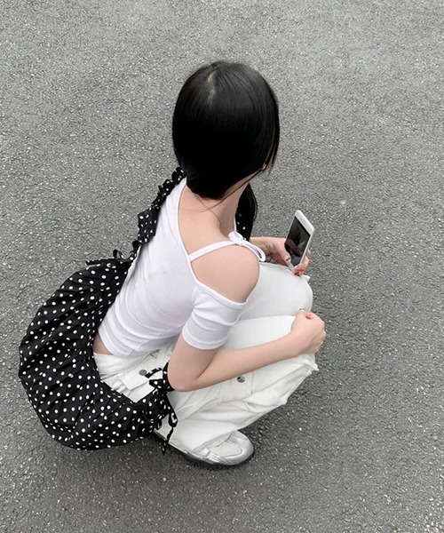 FREE STYLISTS ショルダーバッグ バッグ Y2K ドットドローストリング 