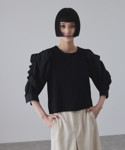 tシャツ 「サステナブル」バルーンスリーブTシャツ レディース ADAM ET ROPE' tシャツ 「サステナブル」バルーンスリーブT
