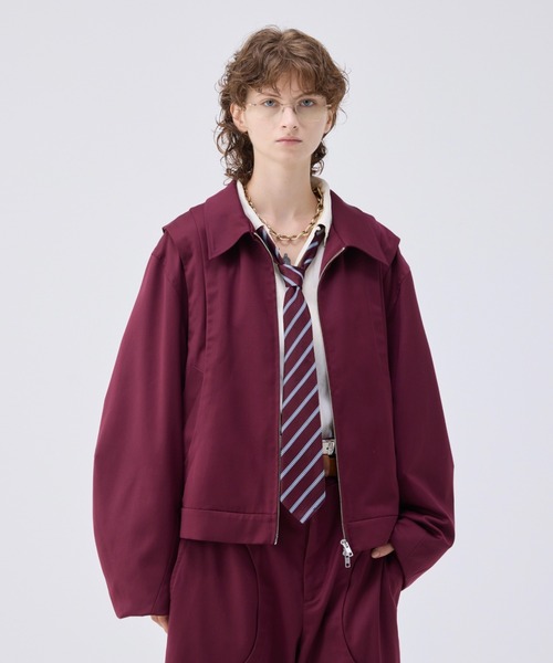 soerte ショートブルゾン soerte ブルゾン アウター Loose Curve Tuck Short Blouson / ルーズ