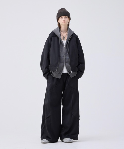 soerte ブルゾン アウター Loose curve tuck short blouson/ルーズ