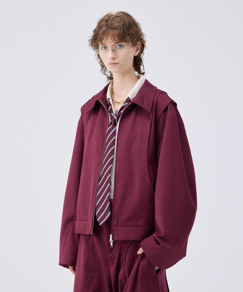 soerte ルーズニュアンスストライプショートブルゾン soerte ブルゾン アウター Loose Nuance Stripe Shirt Blouson/ルーズ