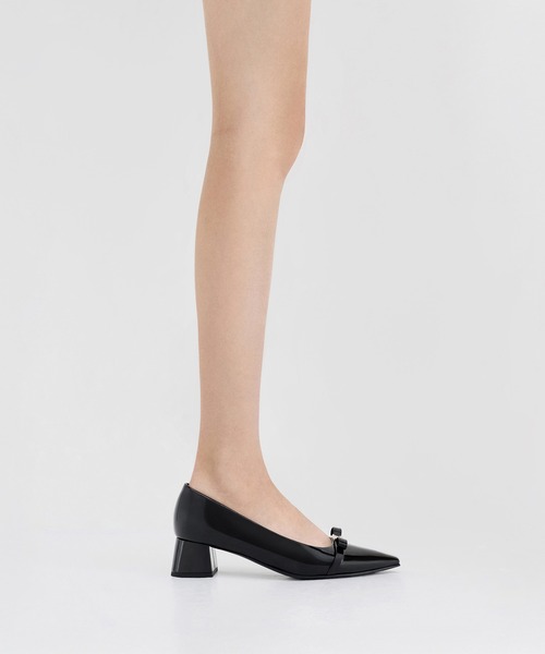 CHARLES&KEITH ドリアン パテントボウブロックヒールパンプス 35 CHARLES ＆ KEITH（チャールズ&キース） パンプス Dorian ドリアン