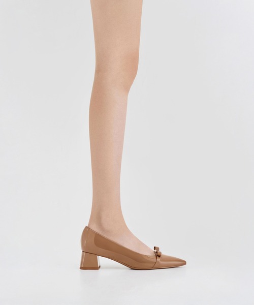 CHARLES&KEITH ドリアン パテントボウブロックヒールパンプス 35 CHARLES ＆ KEITH（チャールズ&キース） パンプス Dorian ドリアン