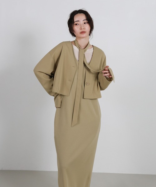 セットアップ 「Et」Cut Georgette One-Piece Dress Jacket Set レディース