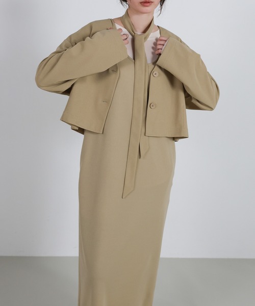 セットアップ 「Et」Cut Georgette One-Piece Dress Jacket Set レディース