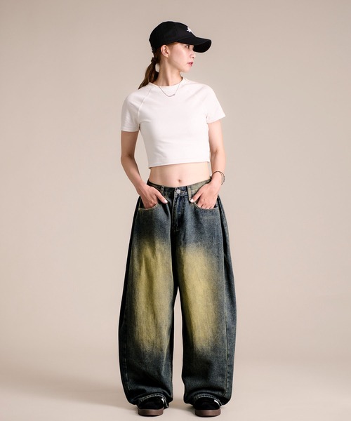 MAISON SELECT ワイドパンツ ジーンズ デニム デニムパンツ 7A3 サイド