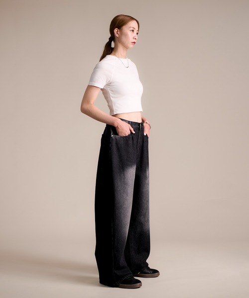 MAISON SELECT ワイドパンツ ジーンズ デニム デニムパンツ 7A3 サイド