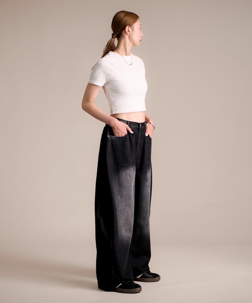MAISON SELECT ワイドパンツ ジーンズ デニム デニムパンツ 7A3 サイド