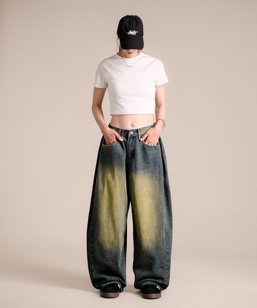 MAISON SELECT ワイドパンツ ジーンズ デニム デニムパンツ 7A3 サイド
