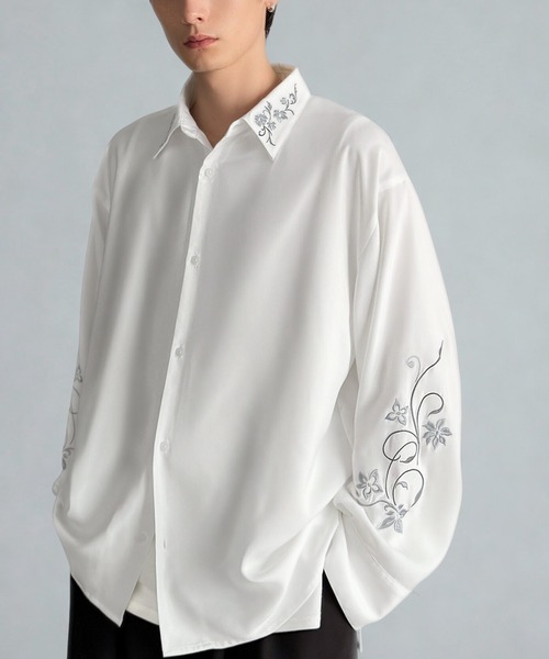 Classical Origin シャツ 「魅せる服。」刺繍使いルーズドレープシャツ