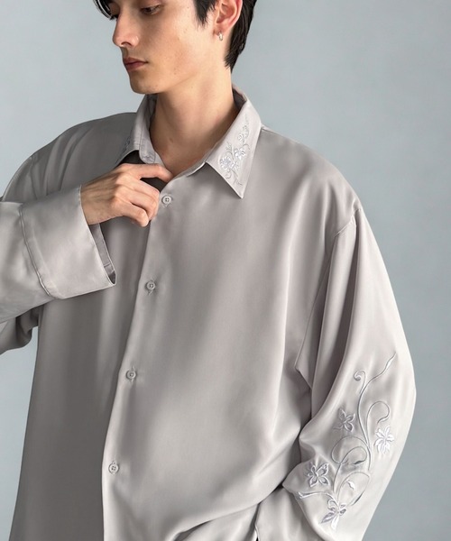 Classical Origin シャツ 「魅せる服。」刺繍使いルーズドレープシャツ