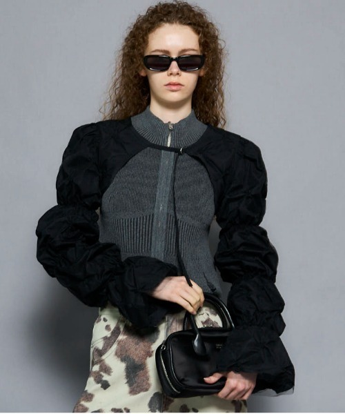 ブラウス シャツ 「25AW PRE-ORDER」Tulle Layered Shirring Bolero/チュールレイヤードシャーリングボレロ「M