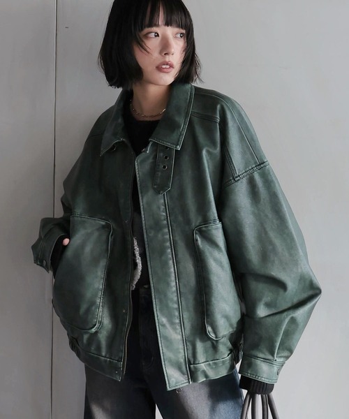 PBLIM ブルゾン アウター 「UNISEX」ウォッシュドレザーブルゾン
