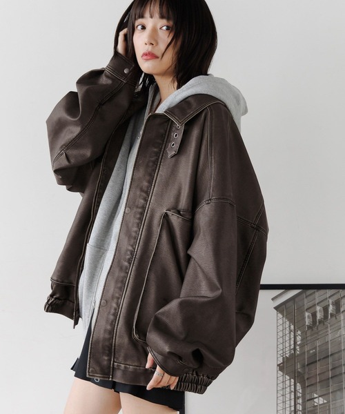 PBLIM ブルゾン アウター 「UNISEX」ウォッシュドレザーブルゾン