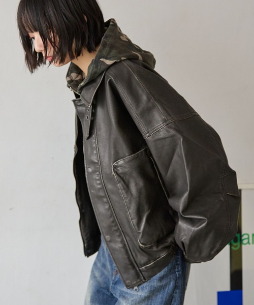 PBLIM ブルゾン アウター 「UNISEX」ウォッシュドレザーブルゾン